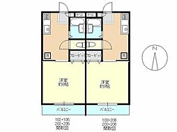 ハイム・ホソブチI 1階1Kの間取り