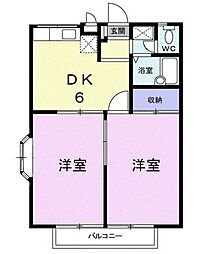 エステート渡辺 2DKの間取図画像