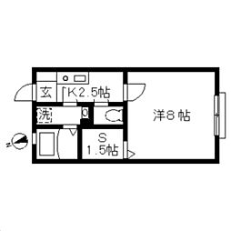 ヴェルドミール 1SKの間取図画像