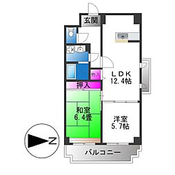 デルニエアン 2LDKの間取図画像