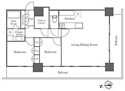 リエトコートアルクスタワー 10階2LDKの間取り