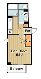 京王相模原線 南大沢駅 徒歩9分の賃貸アパート 3階1Kの間取り