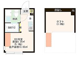 ハーモニーテラス関町II 1階ワンルームの間取り