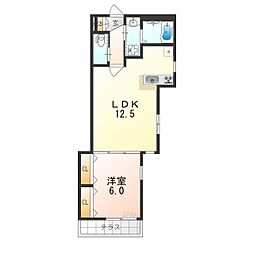 サカエカーサ 1LDKの間取図画像