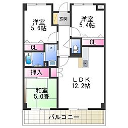 セントラル硝子(株)狭山社宅 3LDKの間取図画像