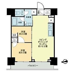 横浜市鶴見区鶴見中央4丁目マンション 2LDKの間取図画像