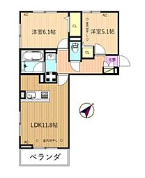 ルミエールK 2LDKの間取図画像