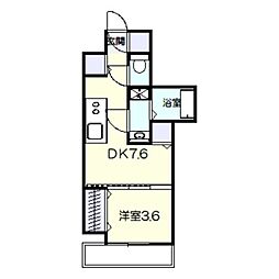 クローバー・レジデンスNakamozu 1DKの間取図画像