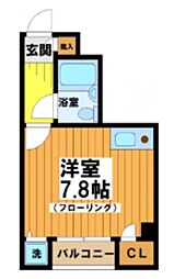 メゾンドリシェス ワンルームの間取図画像