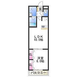 アンジェリーク府中 1LDKの間取図画像