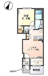 鶴ヶ島市大字脚折アパート 1LDKの間取図画像