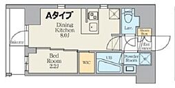 クレストコート東日暮里 2階1LDKの間取り