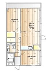 アパートメントカヤ田園調布 2LDKの間取図画像