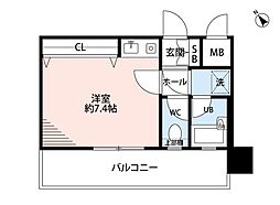 ダイナコート大博通り ワンルームの間取図画像