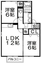 ロイヤル倉治　B棟 1階2LDKの間取り
