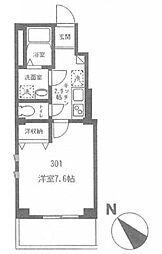 ハックベリーグレイス 3階1Kの間取り