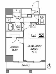 江東区亀戸2丁目マンション 1LDKの間取図画像