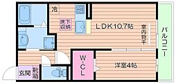 モメントブリーシュフル 1LDKの間取図画像
