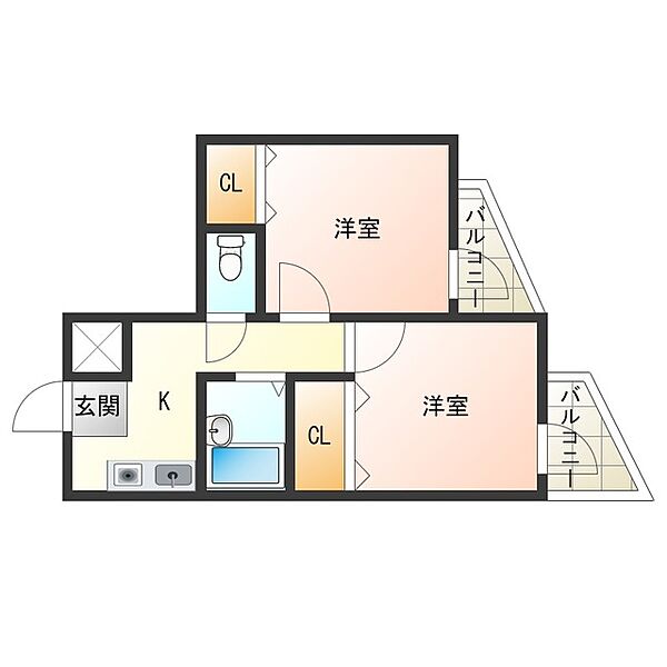 大阪府大阪市此花区伝法６丁目(賃貸マンション2K・3階・27.22㎡)の写真 その2