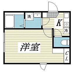 横浜市南区大岡1丁目アパート 1Kの間取図画像