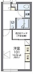レオパレスパストラルB 1Kの間取図画像