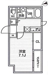 四谷坂町レジデンス 2階1Kの間取り