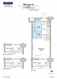 プラウドフラット中野 1Kの間取図画像