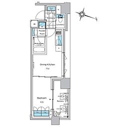 ルフォンプログレ神田プレミア 4階1DKの間取り