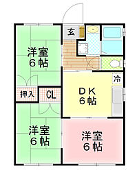 ベスト21 3DKの間取図画像