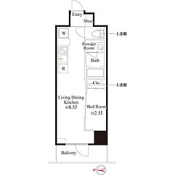 ハーモニーレジデンス東京武蔵関WEST SIDE 8階1LDKの間取り