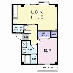 グリーンハイツB 1LDKの間取図画像