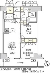 リーフシティ市川ザ・レジデンス 2LDKの間取図画像