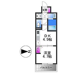 Osaka Metro中央線 長田駅 徒歩7分の賃貸マンション 4階1DKの間取り