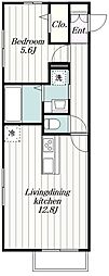 プライムフラット 1LDKの間取図画像