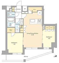 AIFLAT杉並高井戸 2LDKの間取図画像