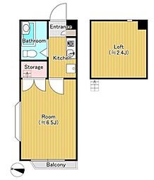 オリーヴマーム 1Kの間取図画像