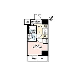 プレール・ドゥーク川口並木 1Kの間取図画像
