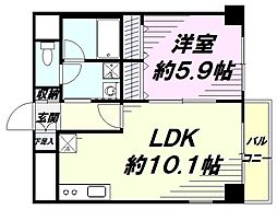 クレール鳩の湯 1LDKの間取図画像