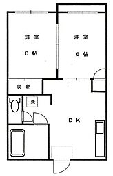 コーポスカイ 2DKの間取図画像