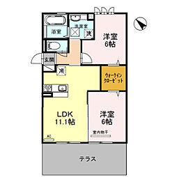 セジュール優 2LDKの間取図画像
