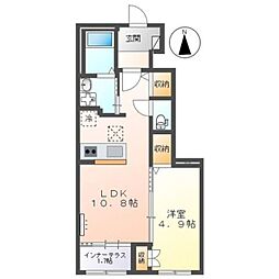 小田急小田原線 渋沢駅 徒歩13分の賃貸アパート 1階1LDKの間取り