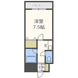 サンシティー箱崎九大前 1Kの間取図画像