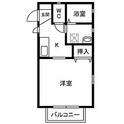 ヴィラ上星川 1Kの間取図画像