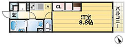 リブリ・SkyblueRISE 1Kの間取図画像