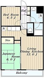 スクエアーK 2LDKの間取図画像