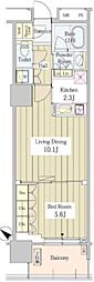 ユニゾンタワー東中野 1LDKの間取図画像