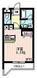 トミボナール 2階ワンルームの間取り