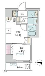 ブリリアイスト清澄庭園 1DKの間取図画像