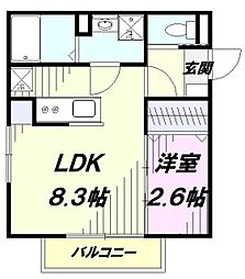 シエル狭山ヶ丘 1LDKの間取図画像