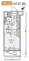 MAXIV CROS川口元郷 1Kの間取図画像